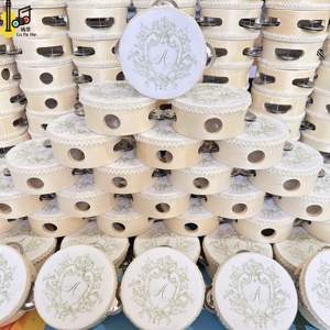 เครื่องดนตรีเคาะจังหวะไม้ขายส่ง กลองมือขนาดเล็ก 4 นิ้ว สำหรับงานแต่งงาน กลองมือแบบกำหนดเองสำหรับโบสถ์ กลองมือสำหรับเล่นในงานแต่งงาน - Product Image 4