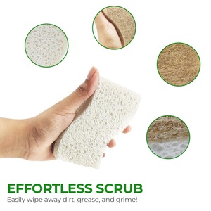 Éponge de cuisine en coton de pulpe de bois, tampon à récurer en cellulose, absorption d'eau forte, pour le nettoyage des casseroles et la vaisselle - Product Image 3