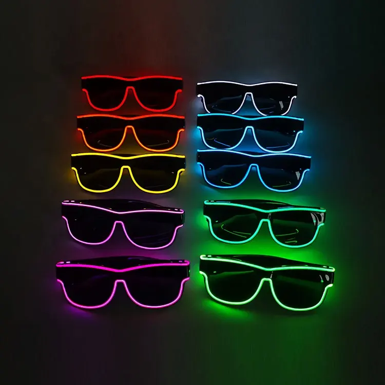 LINLI-gafas de sol para fiesta en la playa, lentes de sol con luz LED multicolor, parpadeantes e inalámbricas, recargables por USB, con lentes ahumados