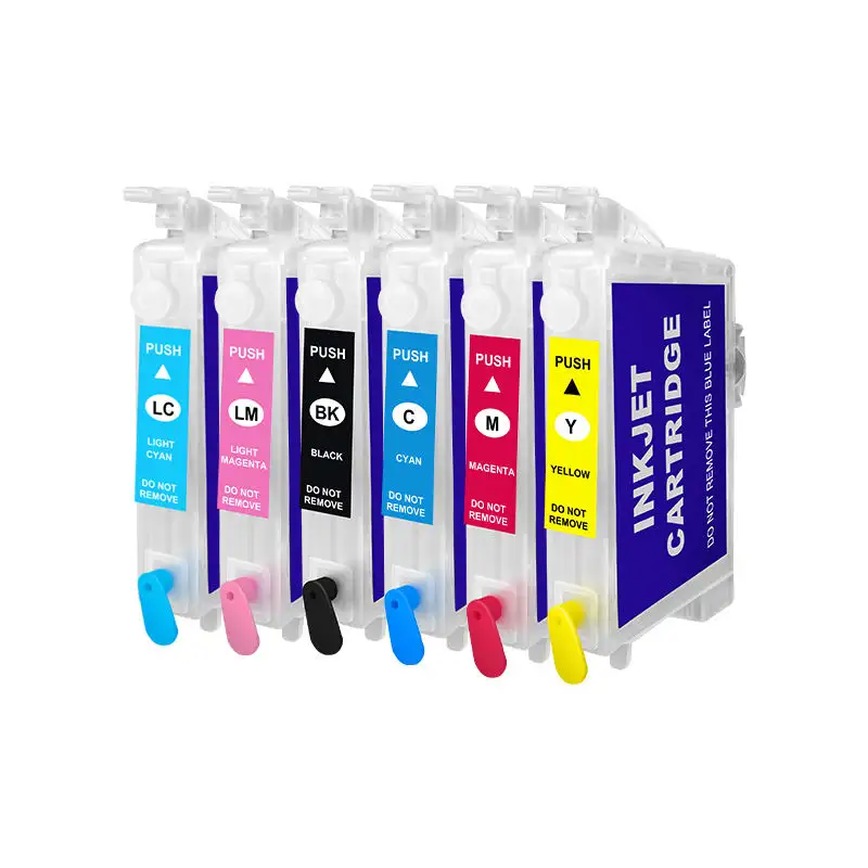 Supercolor 6 Colors T0491-T0496 Refill Refillable Ink Cartridge For Epson Stylus Photo R210 R230 R310 R350 RX510 RX630 Printer