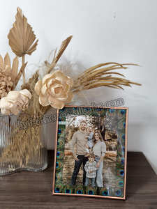 Paon fait à la main luxe velours métal plume <span class=keywords><strong>photo</strong></span> cadre <span class=keywords><strong>Photo</strong></span> pour fête maison chambre mur mariage décor anniversaire cadeau artisanat - Product Image 3