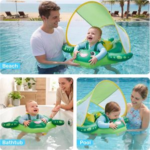 Hot sale Baby Swimming <b>Float</b> Removable Sun Canopy <b>Inflatable</b> Baby Pool <b>Float</b> Sea Turtle Swim Ring Infant Age 6 36 Months - Product Image 6