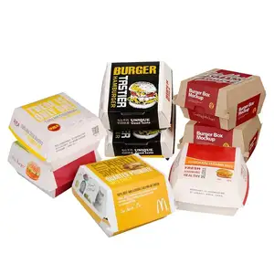 Emballage de gâteau pâtisserie donut bagasse de canne à sucre biodégradable personnalisé récipient alimentaire boîte à hamburger canne à sucre écologique