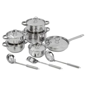 Stainless Steel Induction Cookware Set 15PC Kitchen Pots and Pans Set with stainless steel lid