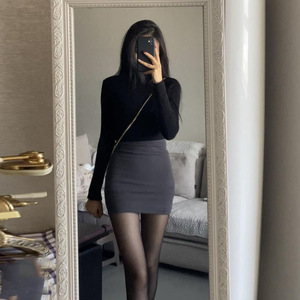 Women's High Waist Bodycon Mini <b>Skirt</b> Dark Gray <b>Elastic</b> Slim Fit Solid Color Tight Stretchy <b>Skirt</b> For Women - Product Image 1