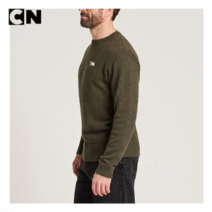 Suéter con Certificación GRS, Fabricante de Suéteres, Logotipo Personalizado, Suéter Clásico para Hombre, Verde, Invierno, Cálido, de Lana Tejida, para Uso Casual - Product Image 3