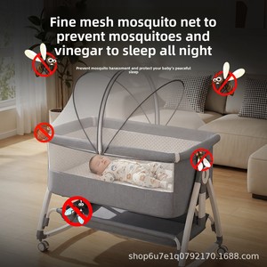 <span class=keywords><strong>Culla</strong></span> Portatile in Tessuto Peluche Multifunzionale Pieghevole per Neonati, Lettino da Viaggio Regolabile in Altezza con Rete Traspirante - Product Image 2