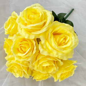 Fiori artificiali a 9 teste grande corno rosa di seta artificiale <span class=keywords><strong>rose</strong></span> fiori decorazione per la casa di nozze decorazione della tavola decorazione - Product Image 5