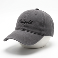 Gorra de Béisbol de Algodón Lavado Gris Carbón Personalizada al por Mayor con Bordado Negro de 6 Paneles y Visera Curva Estilo Dad Hat