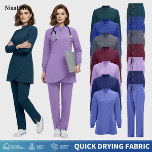 Tenues médicales pour femmes à séchage rapide, uniformes d'infirmière, ensembles de blouses pour médecins vétérinaires et dentistes, <span class=keywords><strong>pantalon</strong></span> droit avec 8 poches - Product Image 1