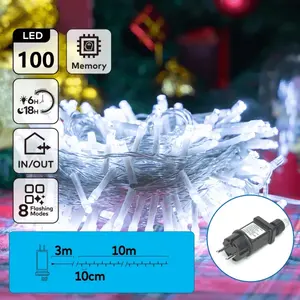 Ghirlanda di luci - piatta, a basso voltaggio, bianco freddo, 10 m, ideale per decorazioni, consumo efficiente, adatta per interni ed esterni - Product Image 1