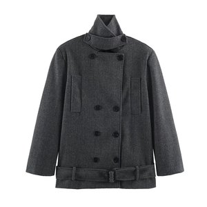 <span class=keywords><strong>Cappotto</strong></span> Invernale da Donna 2026 Personalizzato in Lana Doppiopetto Oversize con Revers a Risvolto e Cintura in Vita, Stile Vintage OEM - Product Image 1