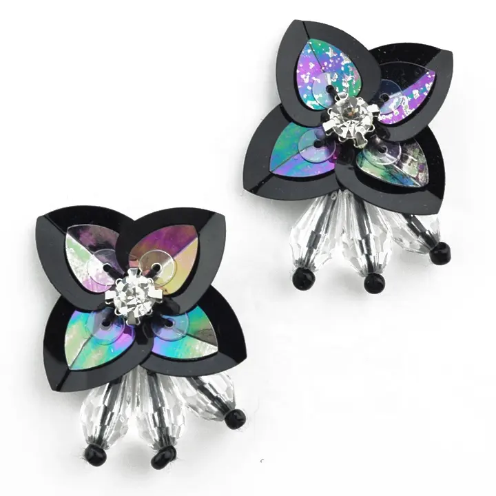Handmade Sequin Small butterfly 3d Design Patch With Beads For Dress Garment Accessories
