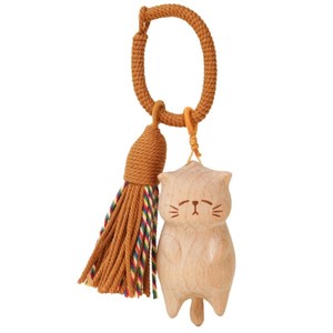 Porte-clés en bois en forme de chat, pendentif mousqueton de dessin animé, portable, pour la maison, le bureau, cadeau, décoration, ornement - Product Image 5