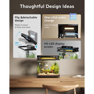 Modern 2-Gallon UHD Black Glass <b>Aquarium</b> Kit Energy Saving Eco-Friendly Smart Silent Water Pump Self-Cleaning Multi-Layer - Product Image 4