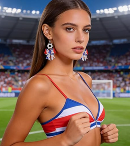 Boucles d'oreilles pendantes personnalisées en acrylique avec nœud et éléments <span class=keywords><strong>de</strong></span> football pour femme, motif drapeau américain, cadeau pour les fans <span class=keywords><strong>de</strong></span> football - Product Image 5