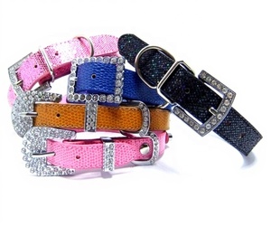 Collar brillante para mascotas con hebilla de diamantes de imitación y textura de piel de serpiente, correa para el cuello de perro o gato para disfrazarse - Product Image 6