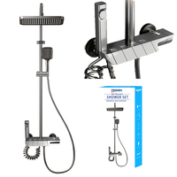 Sistema de ducha tipo lluvia con botones de teclado de piano, columna de ducha de ABS y acero para baño, mezclador de agua fría y caliente, ideal para apartamentos económicos.