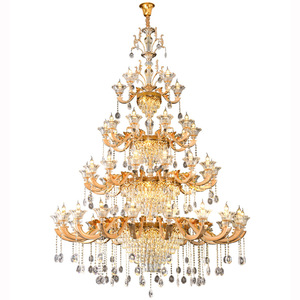 Lámpara de araña de cristal de estilo europeo, luz LED de múltiples cabezales para sala de estar, iluminación de lujo para el hogar, diseño redondo, base de bombilla E27 - Product Image 1