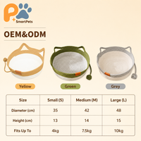 Lit pour chat SmartPets à motif hérisson - Tissu respirant et imperméable, utilisable toute l'année, avec motif poisson et hérisson, tapis gratuit