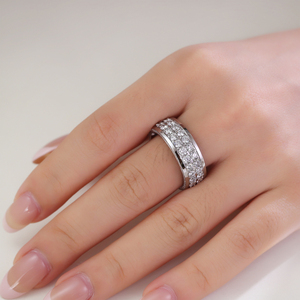 Anneaux en or blanc 14 carats avec diamants naturels, bijoux fins, faits à la main, personnalisés, anneaux épais, bijoux en or massif pour hommes et femmes - Product Image 3