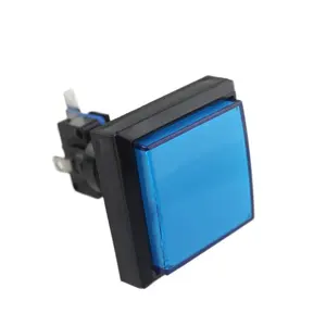 Interruptor de máquina de juego 51*51mm con accesorios de juego de luz botón pulsador cuadrado azul al por mayor con soporte Microlight