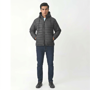 Men's Latest Collection <b>Canvas</b> Puffer Jacket-Stand Collar Front Logo Winter Coat Wholesale Premium Warmth Design - Product Image 1