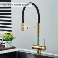 Robinet mélangeur de cuisine 3 voies 3-en-1 en laiton, homologué CE, avec purificateur d'eau potable, pour usage domestique et projets, vente en gros
