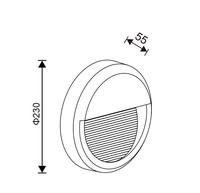 Applique murale extérieure LED ronde en polycarbonate IP65 étanche 6W pour patio, clôture, jardin, porche, escaliers