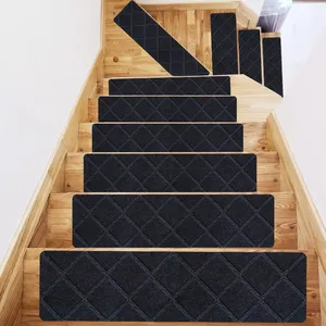 Stair Treads Carpet Non-Slip Indoor Wood Stair Treads Rugs Anti Moving Modern Stair Runners Safety For Kids Dogs Diamond Carpet