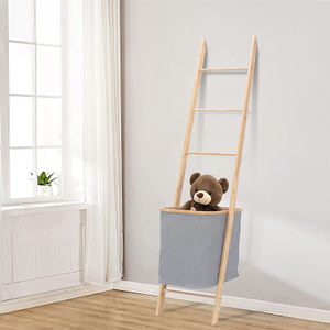 Bamboo Inclined Towel <strong>Ladder</strong> Rack <strong>Bathroom</strong> Independent Household Toys Clothing <strong>Storage</strong> - Product Image 3