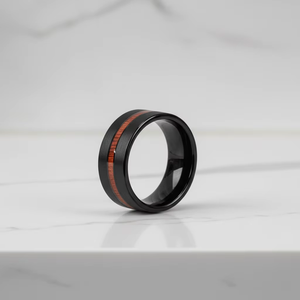 Anello di Fidanzamento con Fascia Spazzolata Comfort per Uomo e Donna 8mm Intarsio in Legno Tungsteno Nero Anelli Premium per Matrimonio Vendita all'Ingrosso - Product Image 4
