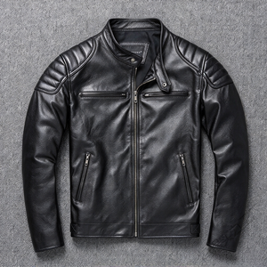 OEM Custom <b>Mens</b> PU <b>Faux</b> <b>Leather</b> <b>Jacket</b> Custom Vintage Biker Coat Stand Collar Zipper Pocket Streetwear <b>Men</b> Outerwear TKAN1040 - Product Image 1