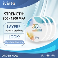 Ivista 3D Pro Premium Blok Zirkonia Kekuatan Tinggi untuk Restorasi Mahkota dan Jembatan Posterior, Disc Milling CAD CAM