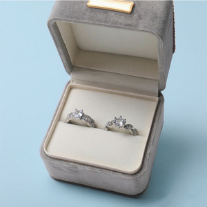 Wholesale Supplier Customized Logo Luxury Jewelry Box Velvet <b>Rings</b> and Necklaces Box <b>Plain</b> Pattern Square Velvet Jewelry Box - Product Image 6