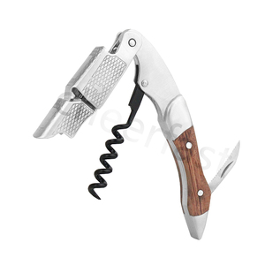 Poignée en bois de haute qualité avec pointe argentée ouvre-vin pour outils de Bar Double tête en acier ouvre-vin en bois de rose <span class=keywords><strong>tire</strong></span>-<span class=keywords><strong>bouchon</strong></span> - Product Image 3