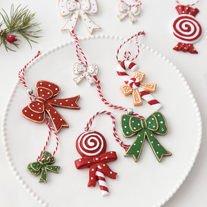 LINGKAI Bow Candy Cane Lollipop Design Resin Christmas Hanging Ornament <b>Set</b> <b>Gift</b> Box Pack for <b>Xmas</b> Tree Holiday Decor - Product Image 2
