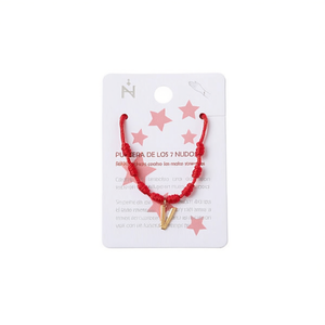 Braccialetto Angelina a Sette Nodi con Cordoncino Rosso e Charm Placcato Oro, Gioiello Unisex da Regalo - Product Image 1