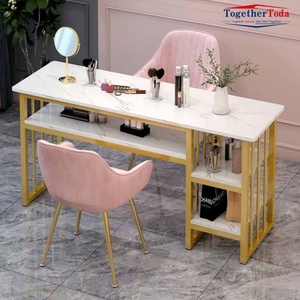 Muebles de Salón de Belleza con Estructura Metálica y Superficie de Mármol, Duraderos, Económicos, Personalizables y con Capacidad de Almacenamiento, con Mesa de Manicura Acrílica - Product Image 3