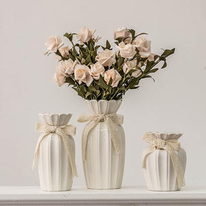 Juego de jarrones de cerámica modernos con lazo de encaje para decoración del hogar, mesa de sala de estar, arreglo floral, flores secas o frescas - Product Image 1