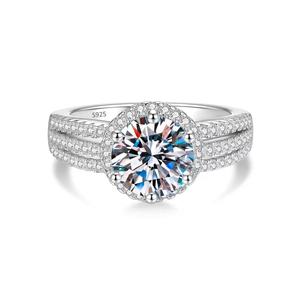 Elegante Anillo de Plata de Ley 925 con Moissanita de Corte Redondo, <span class=keywords><strong>Halo</strong></span> Pavé, Joyería Minimalista de Moda para Regalo de Enamorados - Product Image 5