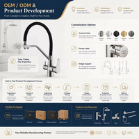 Robinet de cuisine en acier inoxydable 304 chromé noir, mitigeur 3 voies eau chaude et froide, personnalisable avec images et vidéos