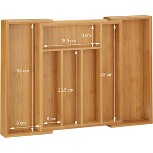 FSC Eco-Friendly Bamboo 7 Slot Expandable <strong>Drawer</strong> Organizer Dividers Adjustable Cutlery <strong>Tray</strong> for Jewelry Kitchen Utensils - Product Image 5