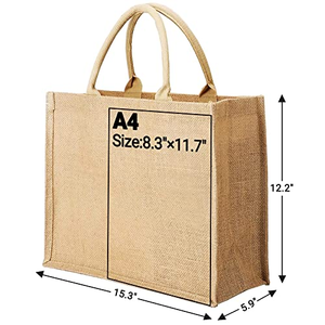 Sacs intérieurs réutilisables en jute avec fermeture éclair pour cadeaux promotionnels, voyages, mariages, cuisine et bricolage - Product Image 4