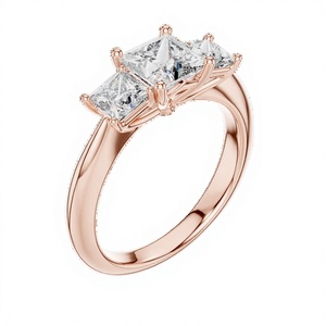 MINIMALIST 1CT Lab Grown Princess Diamond <b>Ring</b> <b>Set</b> 18KT Rose <b>Gold</b> Rhodium Plated Luxury IGI Certified Women's Engagement Party - Product Image 1