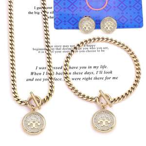 Recién Llegado, Juego de Joyería de Acero Inoxidable Chapado en Oro de 18k con Circonita, Joyería de Diseño de Lujo, Marca de Joyería para Mujer - Product Image 2