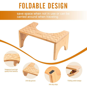 <span class=keywords><strong>Tabouret</strong></span> de toilette anti-dérapant en bambou portable pour enfants et adultes Repose-pieds de toilette accroupi pliable pour salle de bain et hôtel - Product Image 4