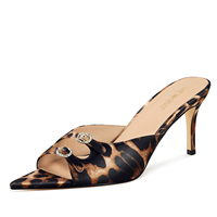 WETKISS Sandali Estivi da Donna con Tacco a Spillo e Punta Aperta, Stile Leopardato, Economici e Alla Moda