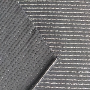 Французская полосатая дышащая двухцветная трикотажная ткань с люрексом для свадебных нарядов, экологически чистая - Product Image 3