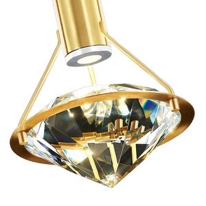 โคมไฟเพดานแบบห้อย ดีไซน์หรูหราทันสมัย ทำจากทองแดงแท้ ประดับคริสตัล แบบหัวเดียว หัวคู่ หรือสามหัว เหมาะสำหรับตกแต่งห้องนอน - Product Image 5